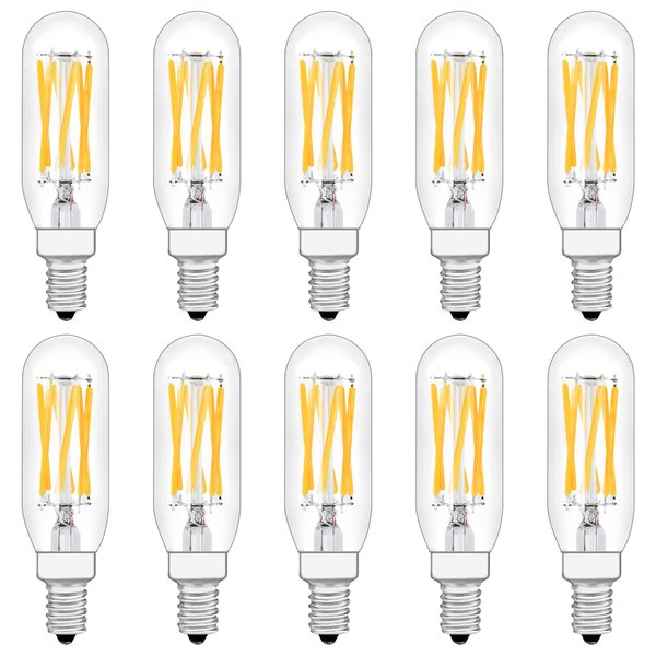 Raheem T8 LED Bulb, E12 Dimmable LED Bulb, 110v 600Lumens 3000k 60W Equivalent, Clear Glass Tubular Light Bulb, Best Replacement for Incandescent Bulb, Candelabra LED Bulbs, 10 Pack (Warm White)