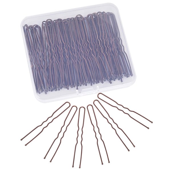 Hair Pins for Women, IKOCO 2.75 inch Hair Pins for Buns Brown U Shaped Hair Pins with Storage Box