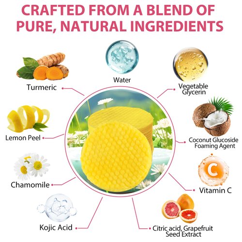 Turmeric Cleansing Pads, 40PCS Turmearic Cleansing Pads with Vitamin B5, Vitamin C, Turmeric Pads Infused Foaming Exfoliating Pads, Turmeric Lemon Chamomile Pads for Face