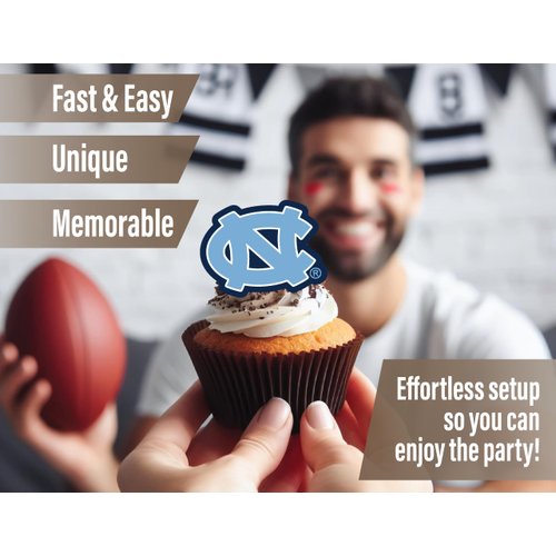 North Carolina Tar Heels Cupcake Toppers (24 Pcs) University of North Carolina Party Supplies for Football, Birthday Gift, UNC Graduation Party Decorations (UNC Tar Heels)