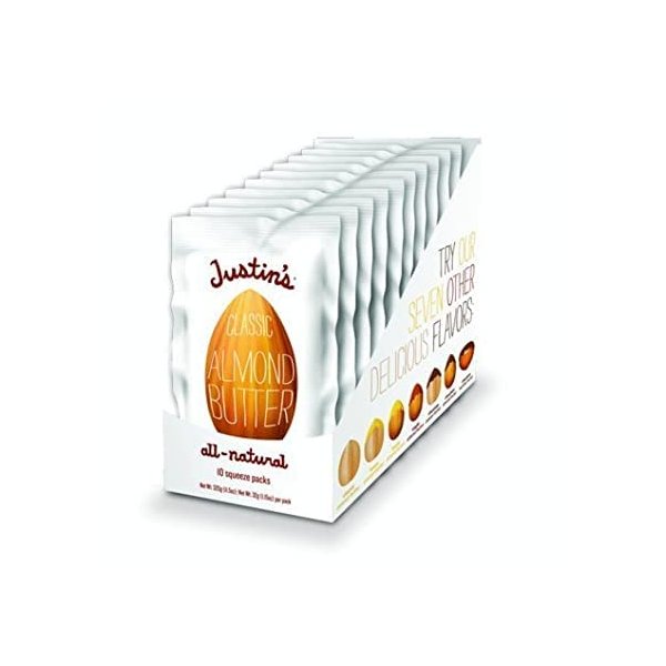 Justin's Natural Classic Almond Butter Squeeze Packs 1.15 oz., 10 Count Box (Pack of 2)