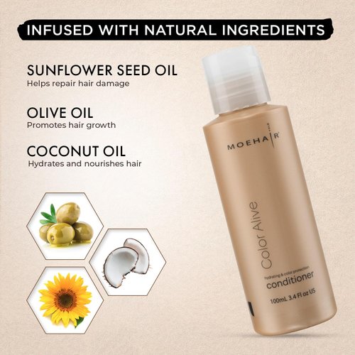 MOEHAIR Travel Color Alive Conditioner | Color Safe Conditioner | Hydrates and Adds Moisture | Prevents Color Fading | Maintains Color Vibrancy |Travel size | 3.4 Fl Oz