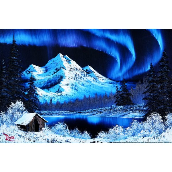 Laminated Bob Ross Northern Lights Art Print Bob Ross Poster Bob Ross Collection Bob Art Paintings Happy Accidents Bob Ross Print Decor Mountains Painting Wall Art Poster Dry Erase Sign 12x18