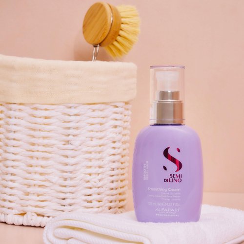 Alfaparf Milano Semi di Lino Smooth Smoothing Cream for Frizzy and Rebel Hair - Controls Frizz - Protects from Heat and Humidity - Straightens and Hydrates Unruly Hair, 4.23 fl. oz.
