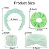 SuPoo 6pcs Green Spa Headband Sponge Face Wash Headband and Wristband Set Makeup Head Band Puffy Skincare Headband Terry Cloth Wrist Towels Hair Band for Washing Face Padded Headwear with Hair Ties