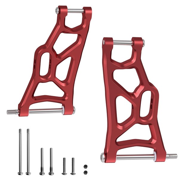 Front Aluminum Suspension A-Arms Set Compatible with 1/10 Slash 2WD RC Car Upgrade Parts Hop Ups(Red, 2Pcs)
