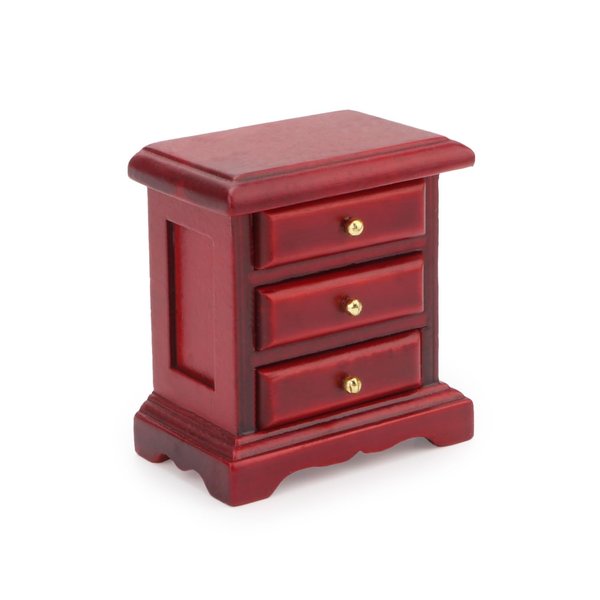 Miniature Bedside 1:12 Furniture Dollhouse Nightstand Bedroom Drawer Cabinet Model Accessories Mini House Scene Building Tabletop Decorations