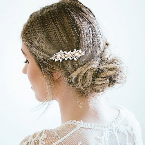 WHAVEL 2PCS Pearl Barrettes for Women, Rhinestone Hair Clips Pearl Hair Barrettes French Barrette Hair Clips Bridal Hair Pins Decorative Hair Accessories Bridesmaid
