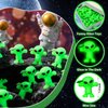 CroBlissful 50 Pcs Mini Alien Figures Glow in The Dark UFO Space Ship Alien Figurines Rubber Tiny Alien Miniatures Small Alien Figurine for Halloween Alien Space Party Favors Hide and Seek Goodie Bag