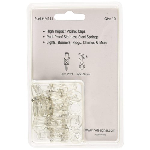 RV Designer M111, Klippy Klips Awning Clips, Light Hangars, 10 Per Pack,Clear