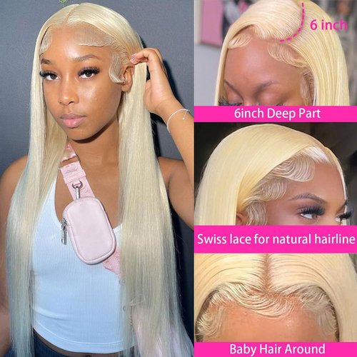 Usexy 26 Inch 13x6 HD Transparent Blonde Lace Front Wigs Human Hair 613 Lace Front Wig Human Hair Pre Plucked with Baby Hair 150% Density