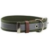 Cotton Web/Leather Reflective Dog Collar 20" Long 1" Wide Fits 14"-18" Neck, Basset Hound, Retriever