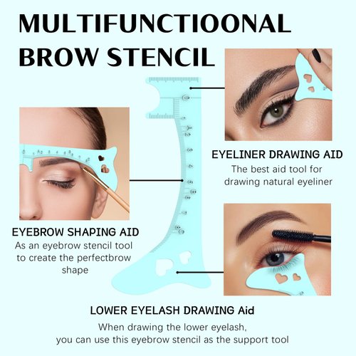 DAGEDA Eyebrow Stencils and Makeup Pen Set, Multifunctional Eyebrow Stencil Kit, Reusable Scale Silicon Eyebrow Measuring Ruler, Positioning Eyebrow Ruler Eyeliner Stencil for Women with Makeup Pencil