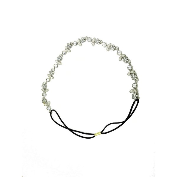CJESLNA New Lady Hair Accessory Silver Metal Flower Rhinestone Leaf Headband Hair Band (Silver)