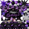 Purple Silver Birthday Decorations for Woman Girls Christmas Xmas Birthday Banner Backdrop Black and Silver Balloons Black Purple Confetti Star Tablecloth Birthday Party decorations for Him Her