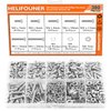 HELIFOUNER 380 Pieces M4 x 5mm /6mm /8mm /10mm /12mm /16mm /20mm, Phillips Pan Head Machine Screws, Metric Screws Bolts Washers Nuts Kit, 304 Stainless Steel