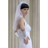 Bridal Veil Diamond (Off) White 1 Tier Shoulder Length Edge With Crystal Beads