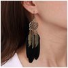Sttiafay Boho Black Feather Dangle Earrings Long Feather Tassel Earrings Vintage Tribal Feather Earrings Gold Feather Drop Earrings Jewelry for Women and Girls