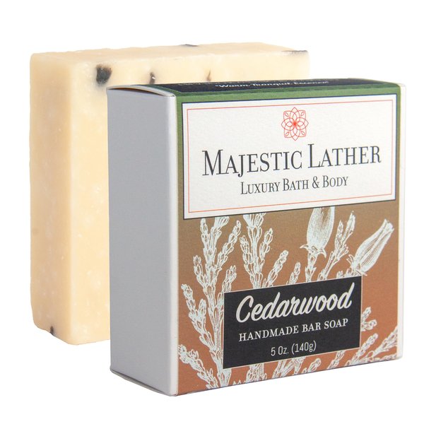 Cedarwood Luxury Handmade Bar Soap for Face & Body, Skin Soothing, Gentle Cleansing, Moisturizing & Nourishing - Shea Butter & Natural Oils. Cold Process. For All Skin Types (Men & Women). 5.0 Oz.