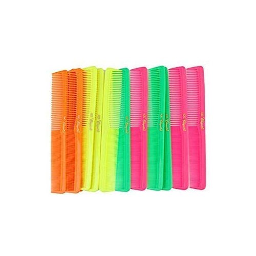 7 inch All Purpose Hair Comb. Hair Cutting Combs. Barber’s & Hairstylist Combs. Neon Mix. 12 Units.