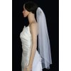 Bridal Veil Ivory 1 Tier Fingertip Length Scallop Edge With White Seed Beads