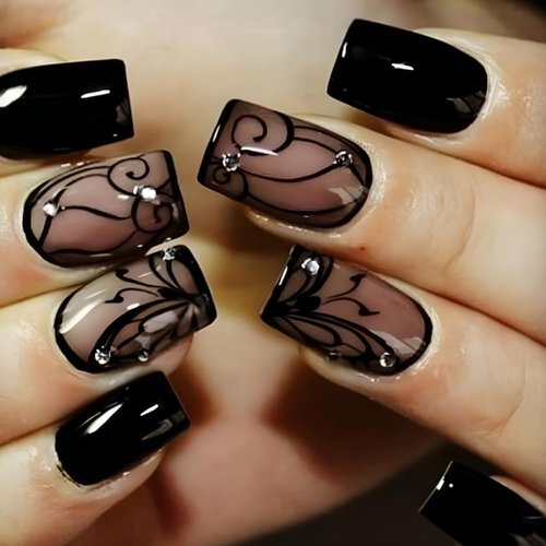 Curvlife Press on Nails Acrylic Beauty Fake Nails with Design Full Cover False Nails with Nail Glue Adhesive Tabs Nail File Glue on Nails for Women and Girls (cat eyes pink, Medium)