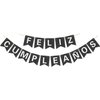 Pre-Strung Happy Birthday Banner - NO DIY - with Shiny Letters Glitter FELIZ CUMPLEAÑOS DECORATIONS Banner for Black Birthday Party Decorations and Supplies