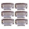 Lysilf Snap Clips for Clip in Hair Extensions U-shape with soft rubber 9 Teeth 6 Holes Stainless Steel Material 20 Pcs/pack 28mm (20Pcs, Dark Brown)
