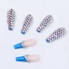 Artquee 24pcs French Blue Ballerina Diamond Long Glossy Coffin Fake Nails Press on Nail False Tips Manicure for Women and Girls
