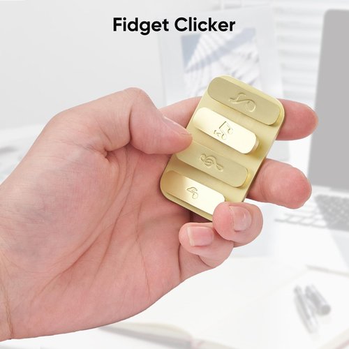 SOWSUN Magnetic Metal Fidget Slider Piano Keys, Adults EDC Fidget Toys Stress Relief, for Men & Women, Golden