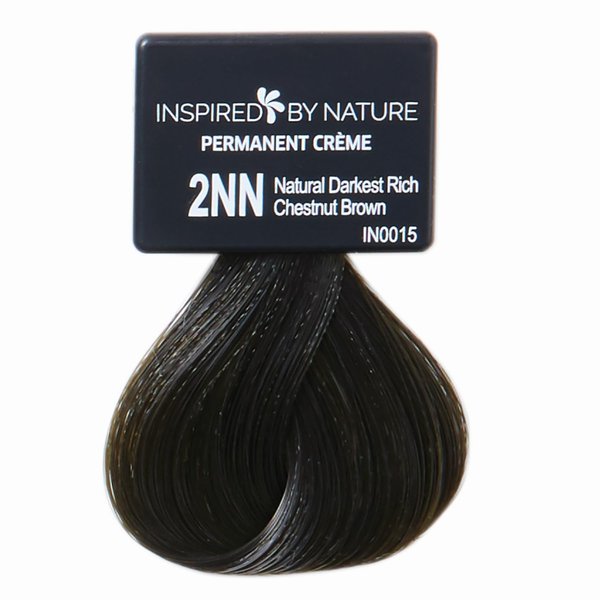 ion Ammonia-Free Permanent Hair Color Natural Darkest Rich Chestnut Brown 2NN, made from 100% naturally-derived polymers, cruelty free, vegan, PPD free, recyclable packaging, 2.05 oz