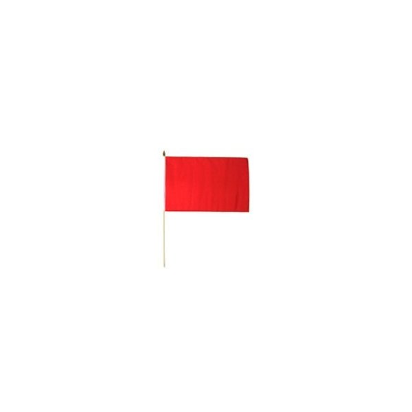 12x18 Red Stick Flag mounted on a 24 inch wooden stick staff (Super Polyester) cloth Fabric (Sewn Edges for Durability)12"x18" 12x18