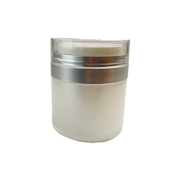 1.7 oz/ 50 ml White Airless Refillable Jar - leak proof, shatterproof - for home or travel (2 packs)