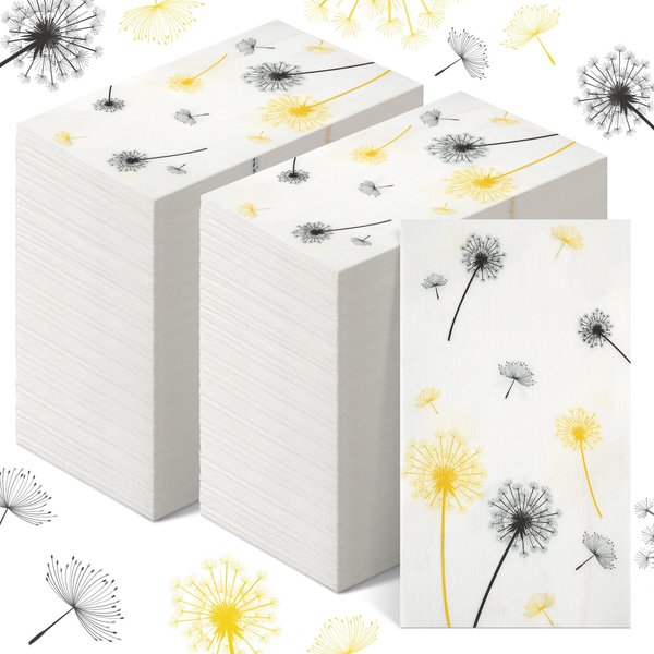Fuutreo 200 Pcs Dandelion Disposable Hand Towels for Bathroom Dandelion Guest Towel Disposable Guests Paper Napkins for Baby Bridal Shower Kitchen