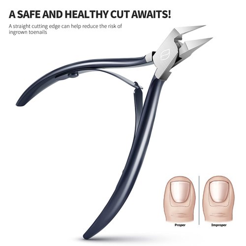 FERYES Toenail Clipper Straight Blade for Ingrown and Thick Nails - Stainless Steel and Sharp Pointed Tip Ingrown Nail Clipper – Wide Jaw Toe Nail Cutter Podiatry Tool