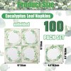 100 Pcs Sage Green Napkins 13 x 13inch Eucalyptus Leaf Paper Napkins for Home Birthday Party Wedding Sage Green Party Decorations Baby Shower Party Supplies