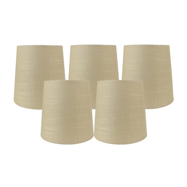 Meriville Set of 5 Maize Linen Clip On Chandelier Lamp Shades, 4-inch by 5-inch by 5-inch