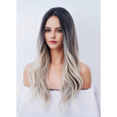 Gerulyss 28 Inches Long Wavy Wigs for Women Black Natural Curly Synthetic Wig Fluffy Costume Wig