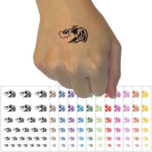 Ocean Wave Crashing Temporary Tattoo Water Resistant Fake Body Art Set Collection - Light Blue (One Sheet)