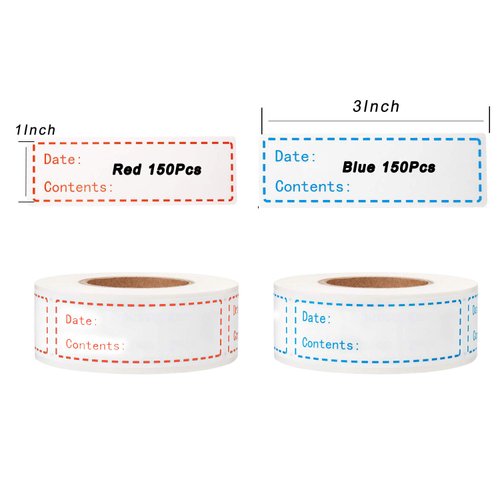 300pcs Removable Freezer Labels, Yoget 1 x 3 Inch Food Storage Stickers, Refrigerator Freezer Paper Label Easy Clean Leaves No Residue, 2 Color Food Labels Roll