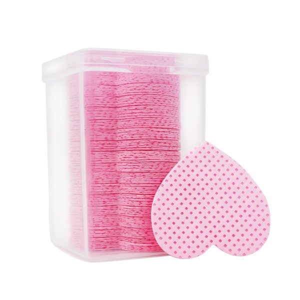 Embagol Eyelash Extension Glue Wipes 200 PCS Lint Free Nail Wipes Non-Woven Fabric Lash Glue Wipes Nail Polish Remover Wipes for Lash Extension Supplies (Pink)