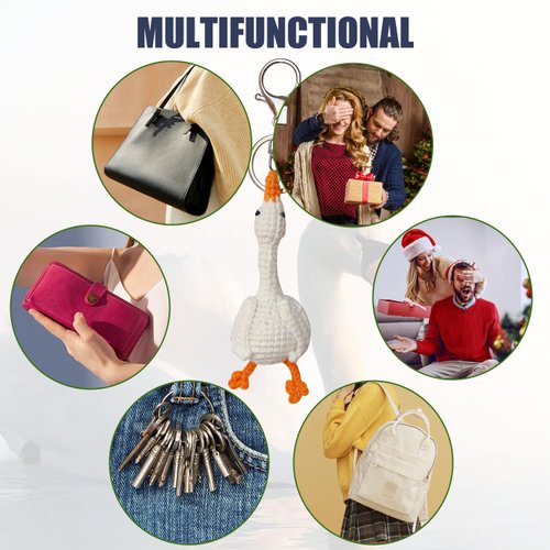 ZIUGLIKAL Hand Crocheted White Goose Keychain Car Key Backpack Charm Key Ring Gift Couple's Model Birthday Halloween Gift (white goose)