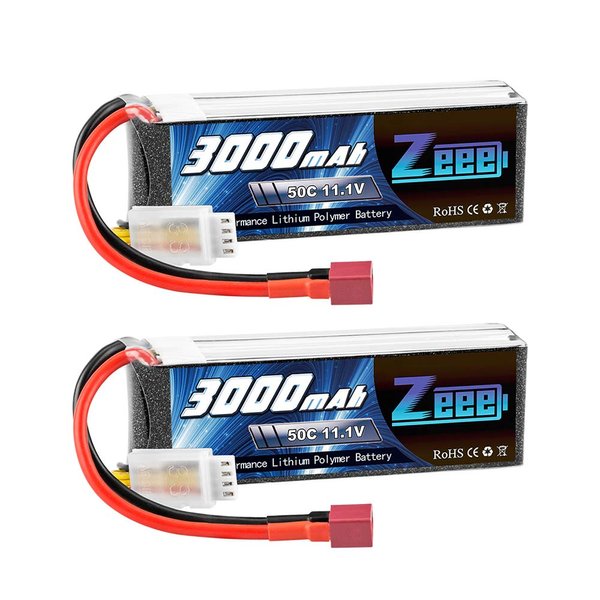 Zeee 11.1V 50C 3000mAh 3S Lipo Battery with Deans T Connector for RC Airplane RC Helicopter RC Car RC Truck RC Boat UAV Drone FPV(2 Pack)