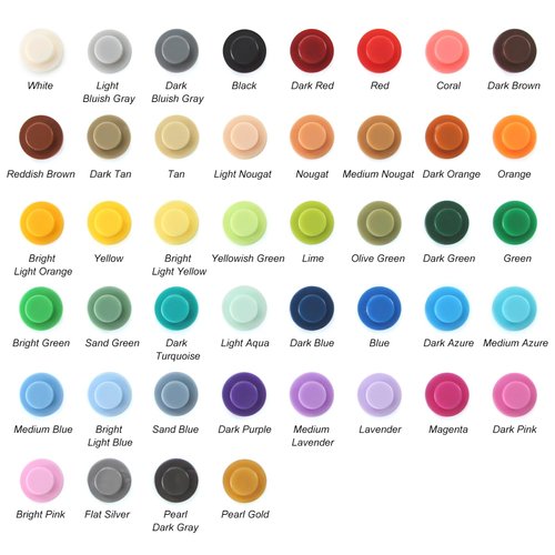 Feleph 2200PCS Multicolored Round Plates 1X1 Building Blocks MOC 44 Colors Transparent Pieces Bricks Dots Bulk Studs Accessories Kit Compatible with Major Brand