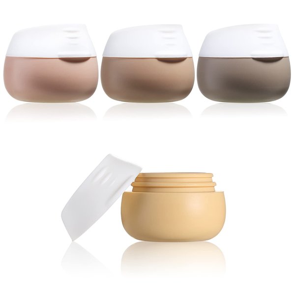 Travel Containers for Toiletries, Gemice Silicone Cream Jars, TSA Approved Travel Size Containers Leak-proof Travel Accessories with Lid for Cosmetic Makeup Face Body Hand Cream (4 Pieces)