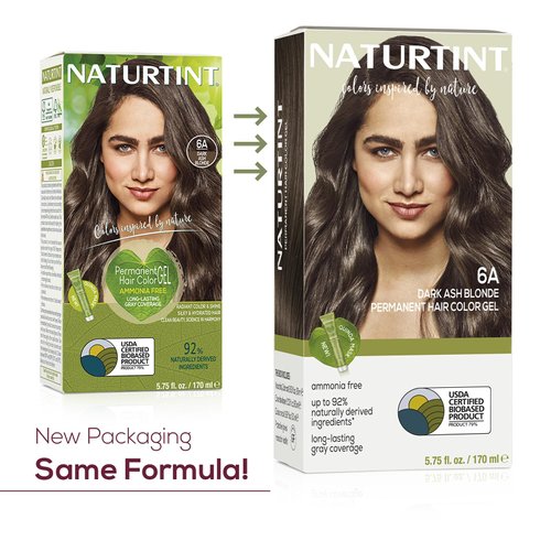 Naturtint Permanent Hair Color 6A Dark Ash Blonde (Pack of 1), Ammonia Free, Vegan, Cruelty Free, up to 100% Gray Coverage, Long Lasting Results (Packaging may vary)