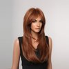 WTHCOS Long Layered Auburn Wigs for Women Long Wavy Orange Brown Wig with Bangs Highlight Synthetic Wigs with Wig Cap
