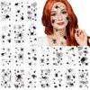 XZENTIRA, 178 PCS Halloween Spider Web Face Temporary Tattoos Makeup Kit, Half Arm Tattoo Sleeve for Women Men Adults Kids, Fake Face Tattoos Sticker for Halloween Makeup Decoration Party Favors