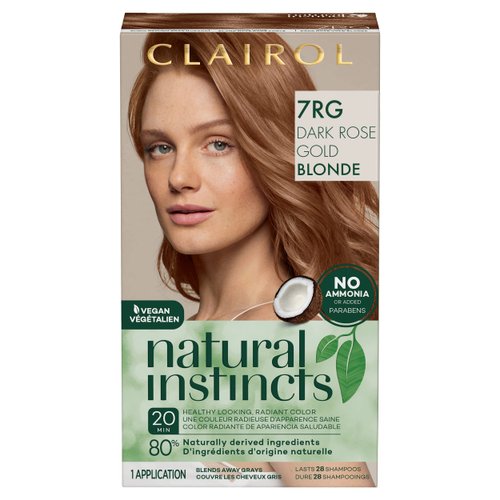 Clairol Natural Instincts Demi-Permanent Hair Dye, 7RG Dark Rose Gold Blonde Hair Color, Pack of 1
