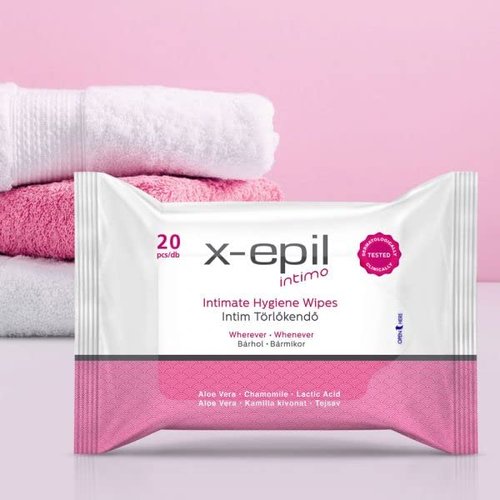X-Epil - Vegan Intimate Hygiene Wipes – 20 pcs - pH-Balanced & Hypoallergenic Wipes For Daily Hygiene Routine - Gentle Cleansing for Sensitive Skin (Normal)
